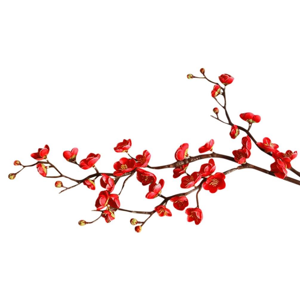 CYCTECH® Artificial Silk Cherry Blossom Branches Flowers Stems Fake Flower  Arrangements for Home Wedding Decoration (Red).