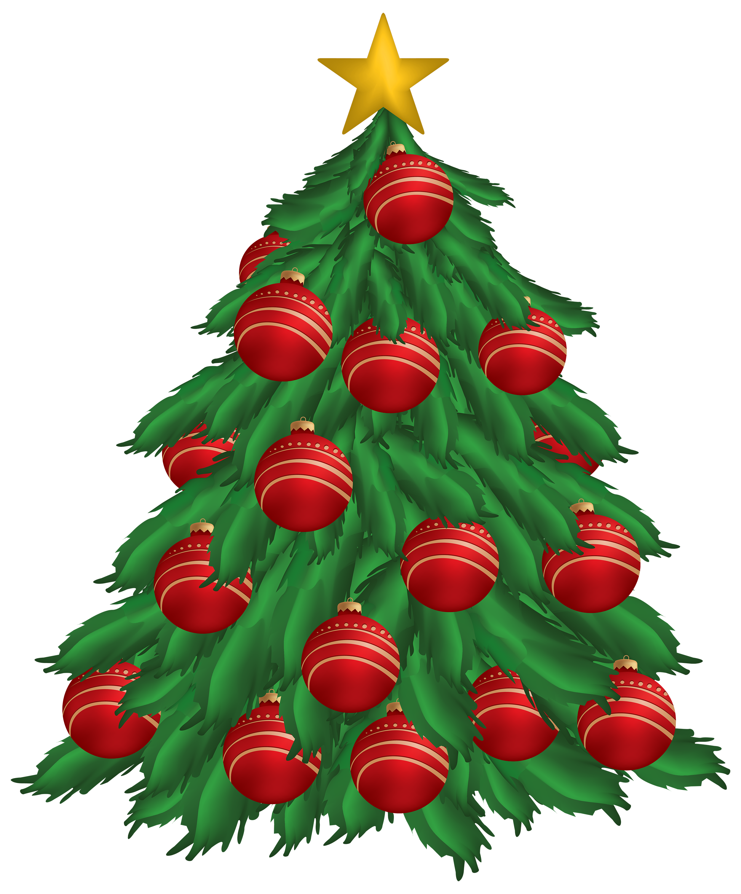 Christmas Tree with Red Christmas Ornaments PNG Clipart.