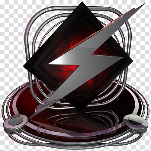 Chrome and red icons, winamp red transparent background PNG.