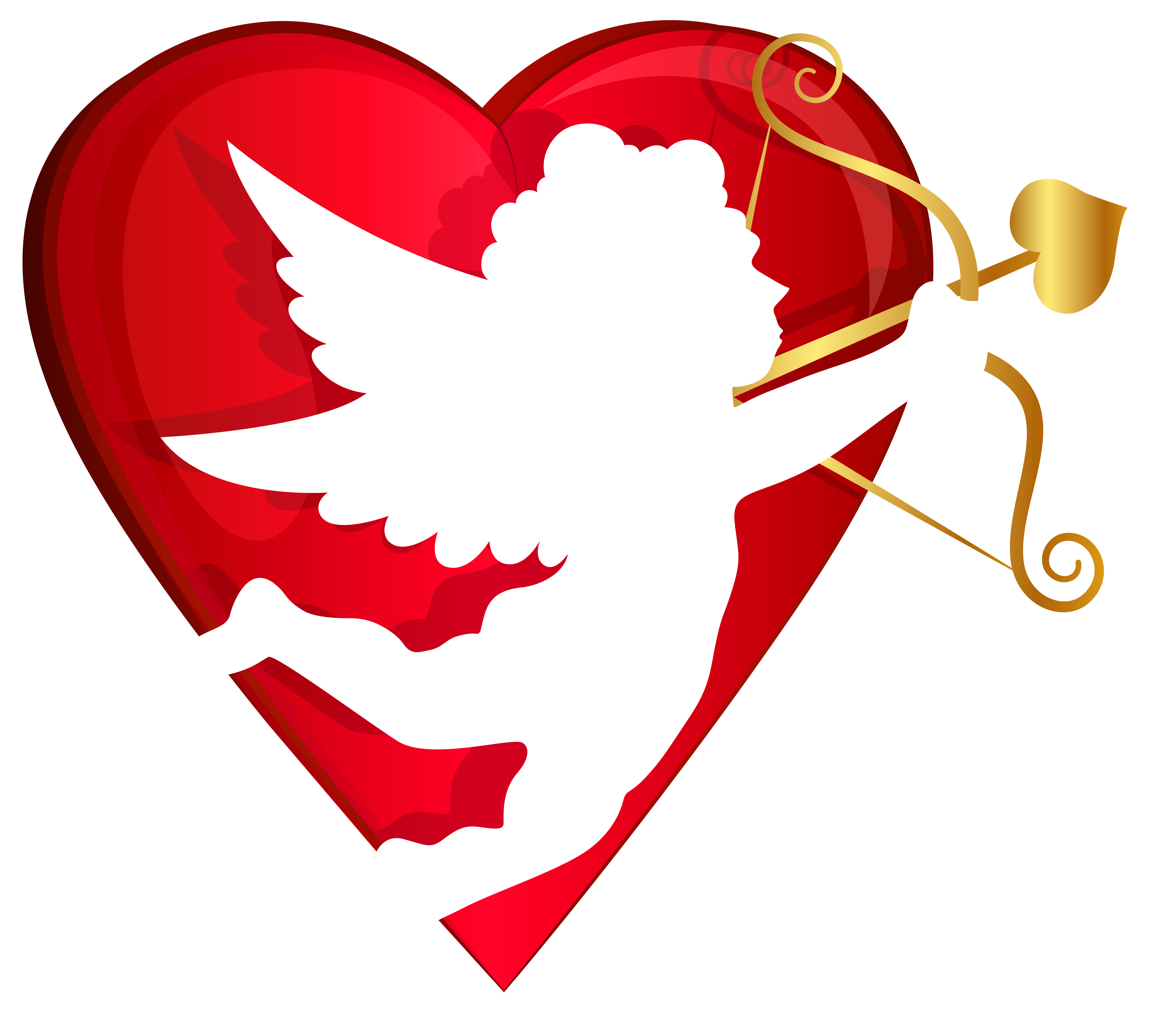 Red Heart and Cupid Transparent PNG Clip Art Image.