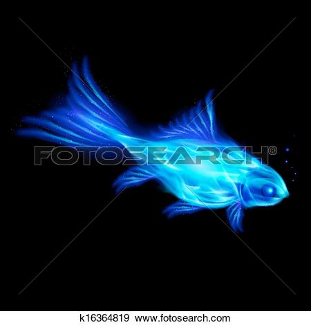 Clip Art of Fire fish. k16364819.