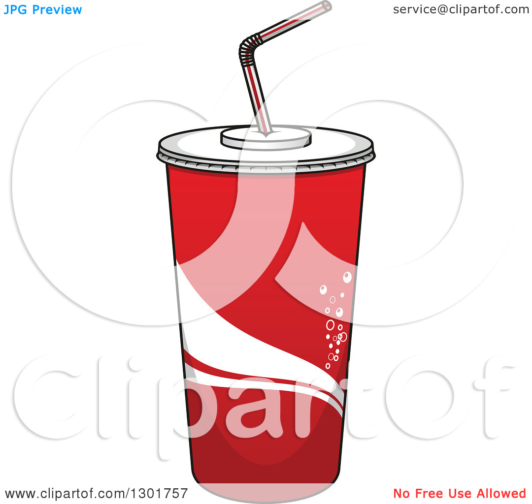 Clipart of a Cartoon Red Fountain Soda Cup.