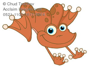 A Cute Red Frog With Blue Eyes Clipart Illustration.