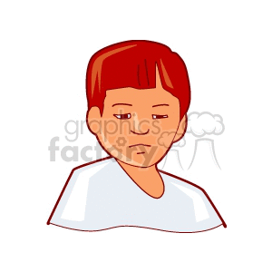 A red haired boy squinting one eye clipart. Royalty.