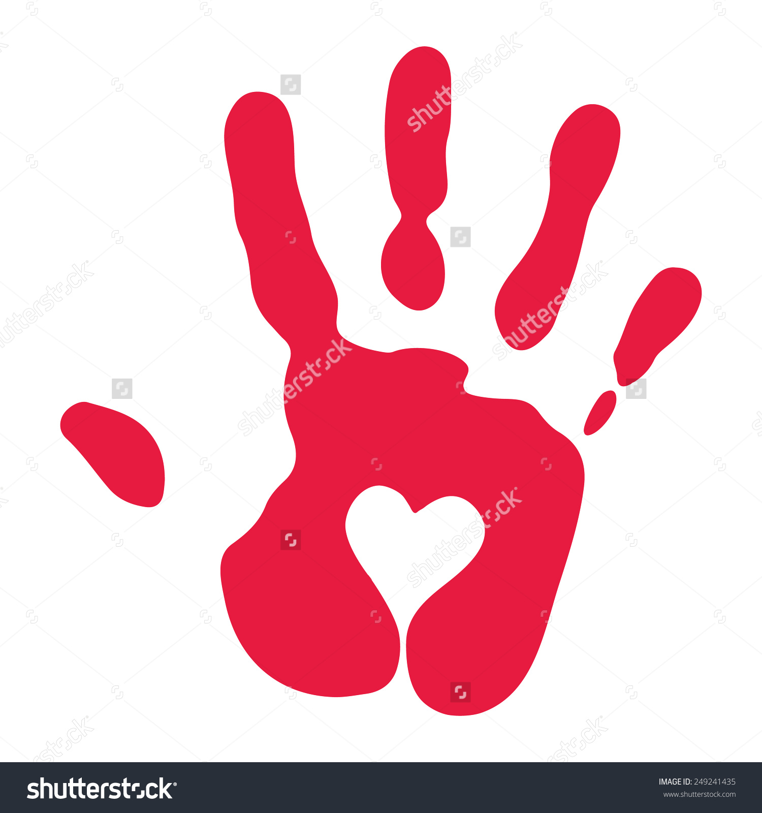 Red Hand Print Heart Symbol Stock Vector 249241435.