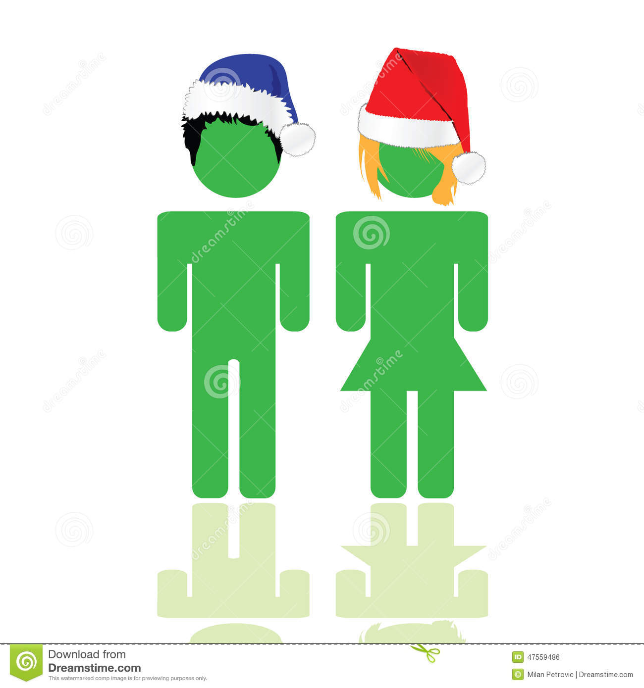 People Illustration With Blue And Red Hat Stock Vector.