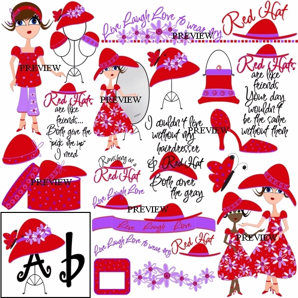 Red hat society clipart.