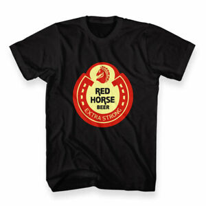 Details about New Custom Red Horse Beer Logo Men\'s Black T.
