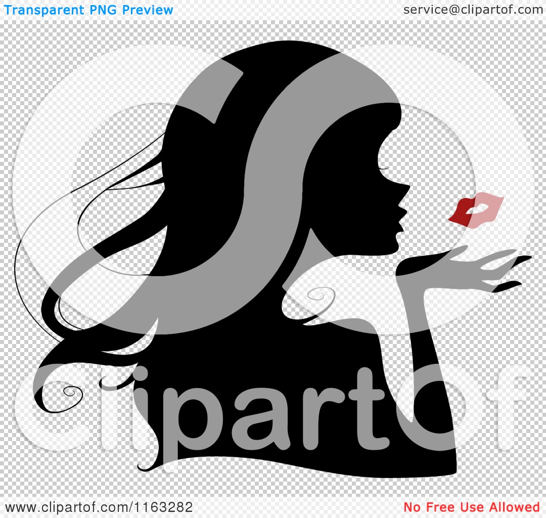 Cartoon of a Silhouetted Woman Blowing a Red Kiss.