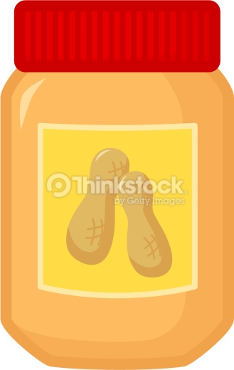 Clip Art Of A Peanut Butter Jar With A Red Lid Vector Art.