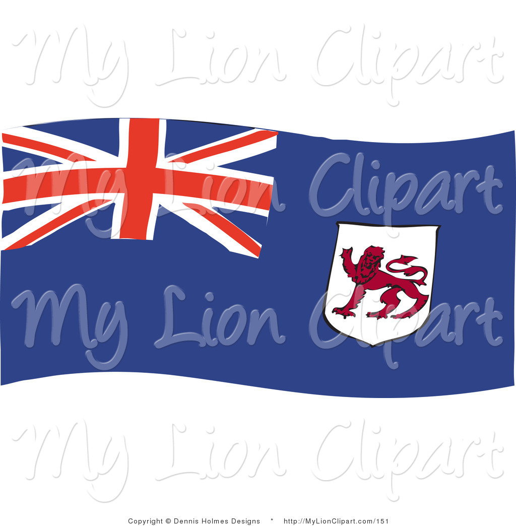 Clipart of a Blue Waving Tasmanian Flag with a Red Lion by Dennis.