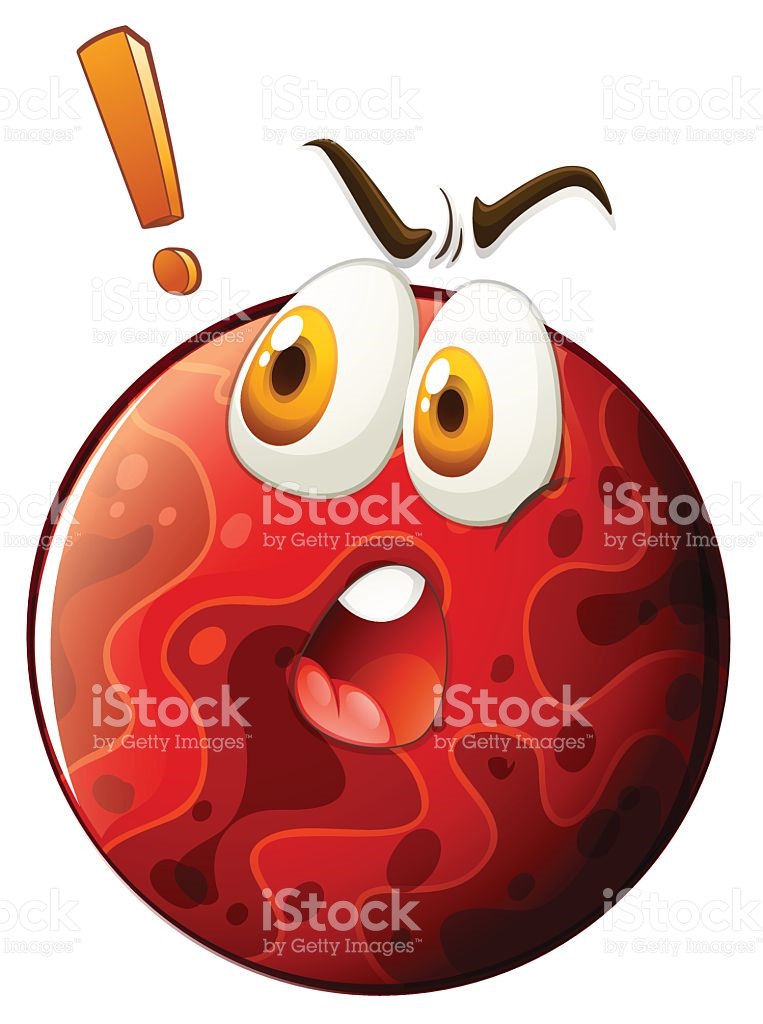 Red Planet With Shocking Face stock vector art 484634230.