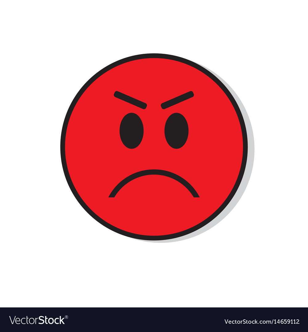 Red angry sad face negative people emotion icon.