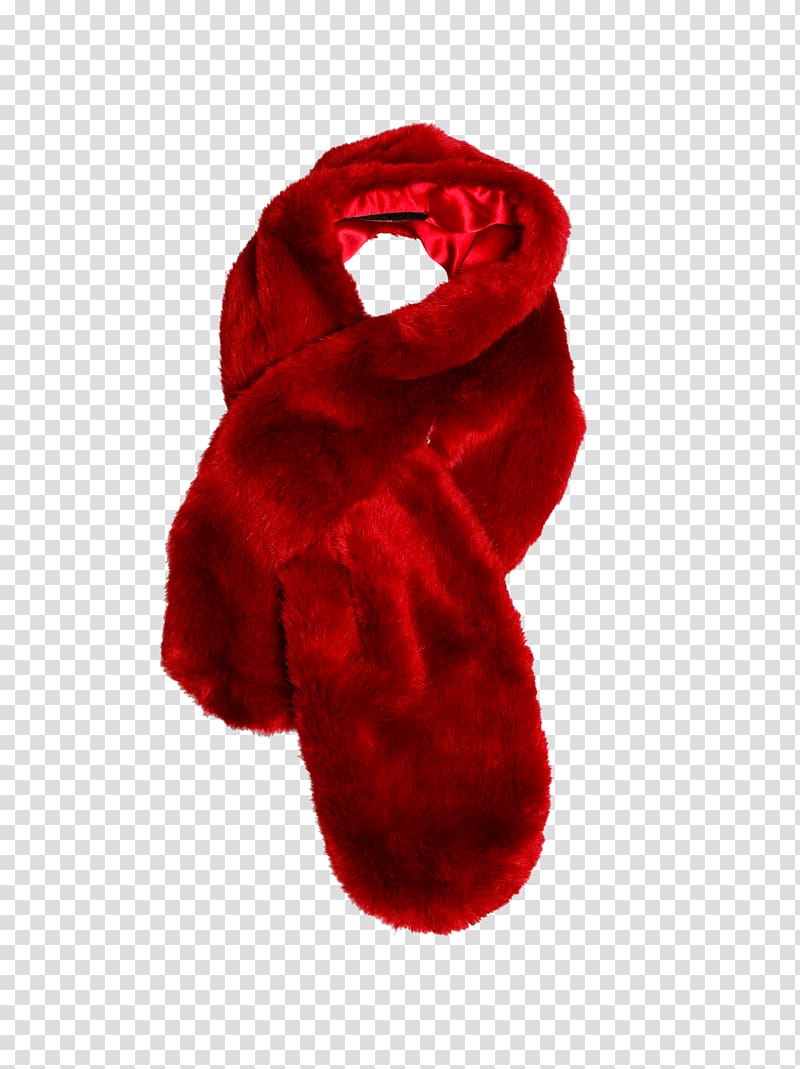 Red scarf Fur clothing Shawl Headscarf, fur transparent.