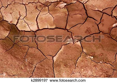 Picture of Clay dried red soil cracked texture background k2899197.