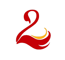 company logo with red swan