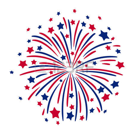 Red White And Blue Fireworks Clipart.
