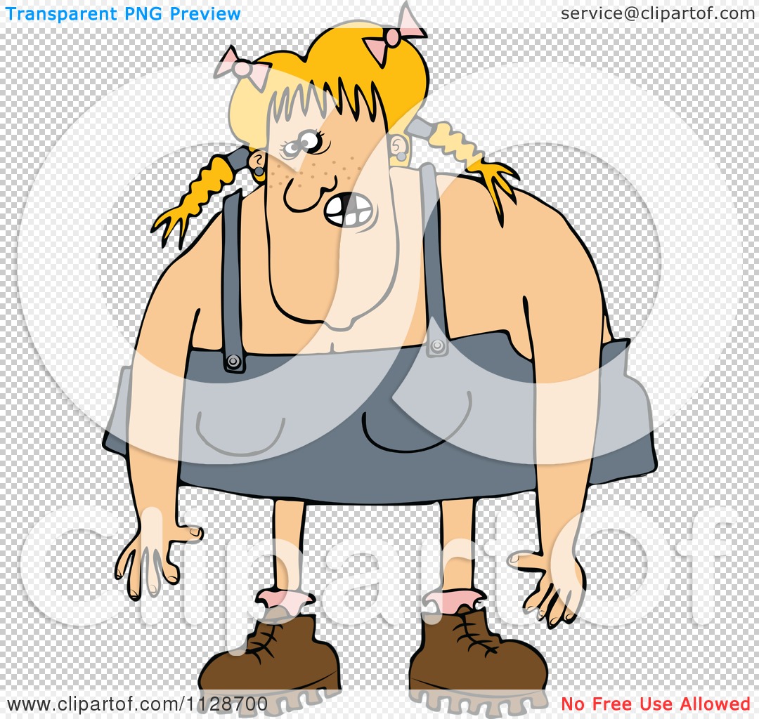 Cartoon Of A Blond Redneck Hillbilly Woman.