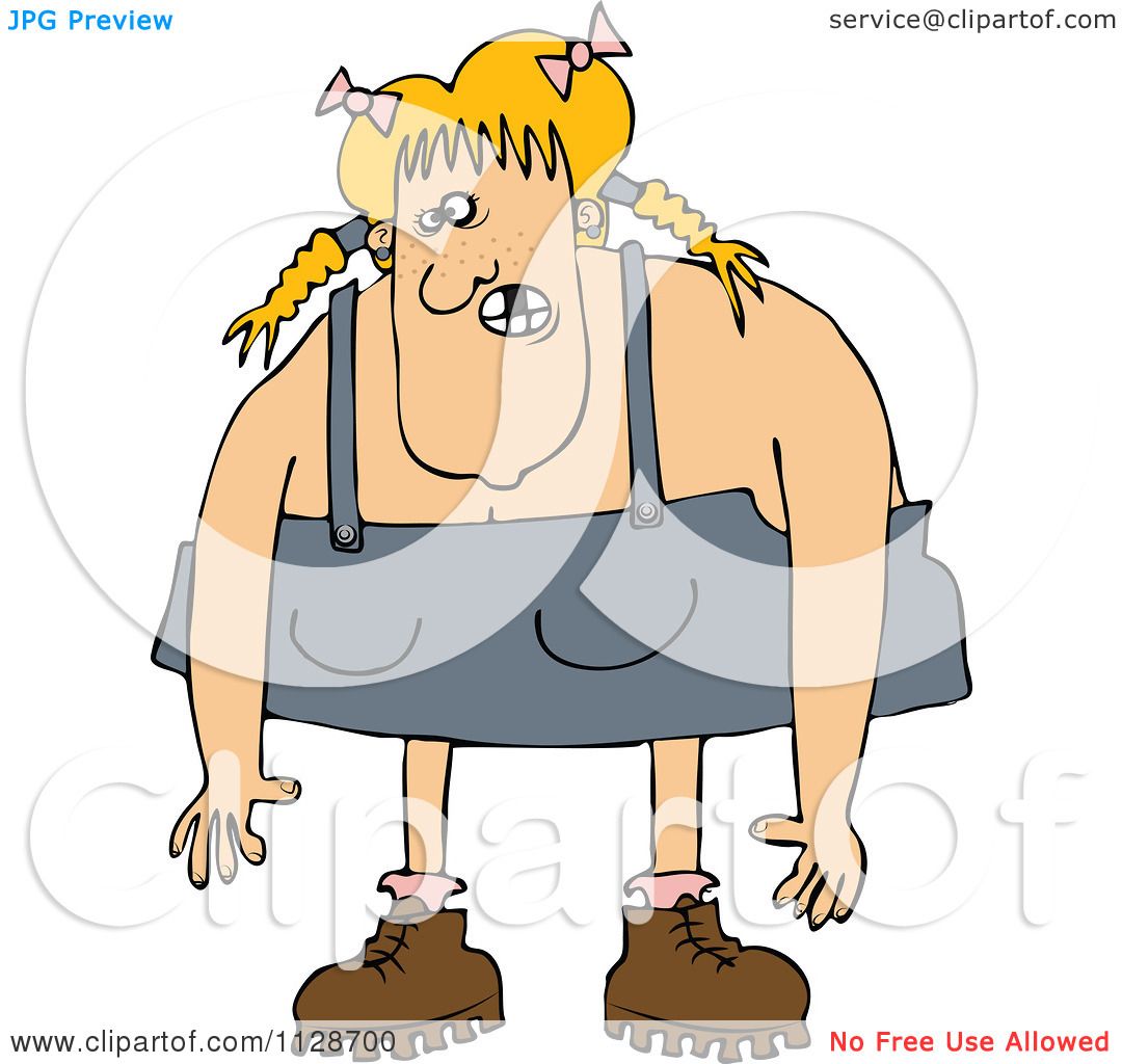 Cartoon Of A Blond Redneck Hillbilly Woman.