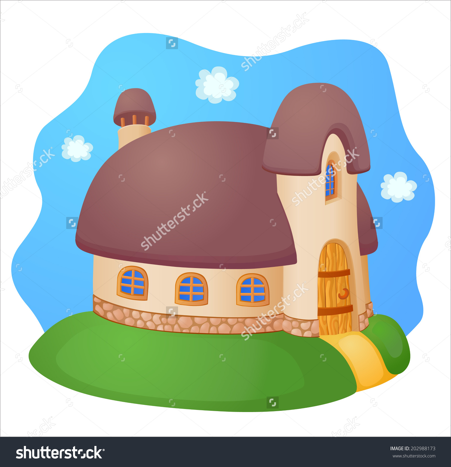 Fairy House With A Reed Roof Stock Vector Illustration 202988173.