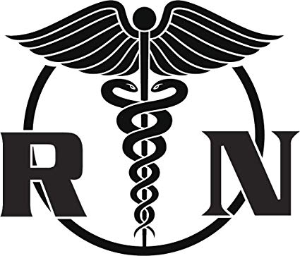 Simple Black and White Registered Nurse RN Caduceus Symbol Icon Vinyl  Sticker (2\