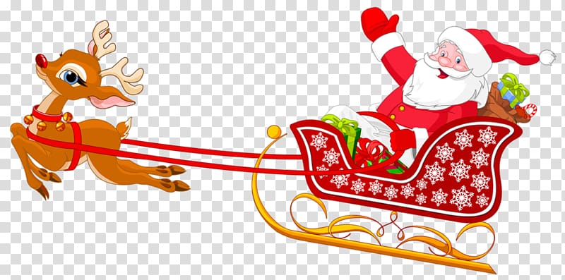 Santa Claus\\\'s reindeer Sled , Deer pulling Santa\\\'s sleigh.