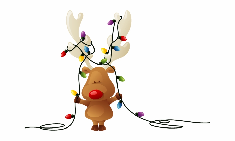Reindeer With Christmas Lights Clipart.