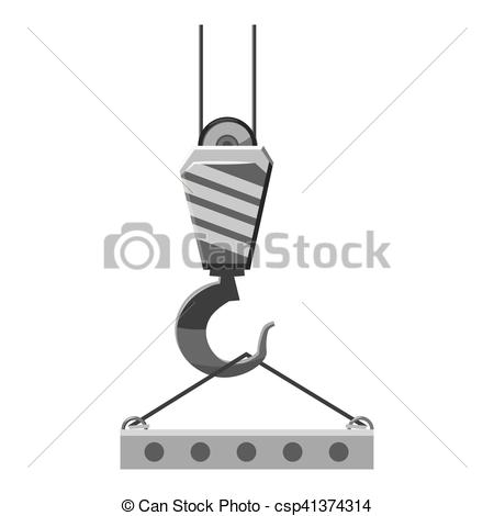 Vector Clip Art of Industrial hook with reinforced concrete slab.