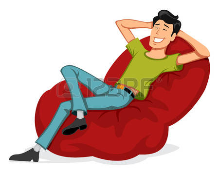 Relaxed sitting man clipart.