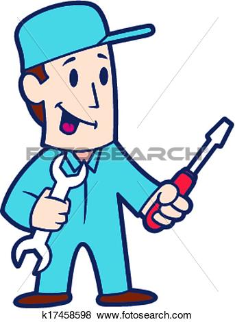 Clip Art of cartoon repairman k17458598.