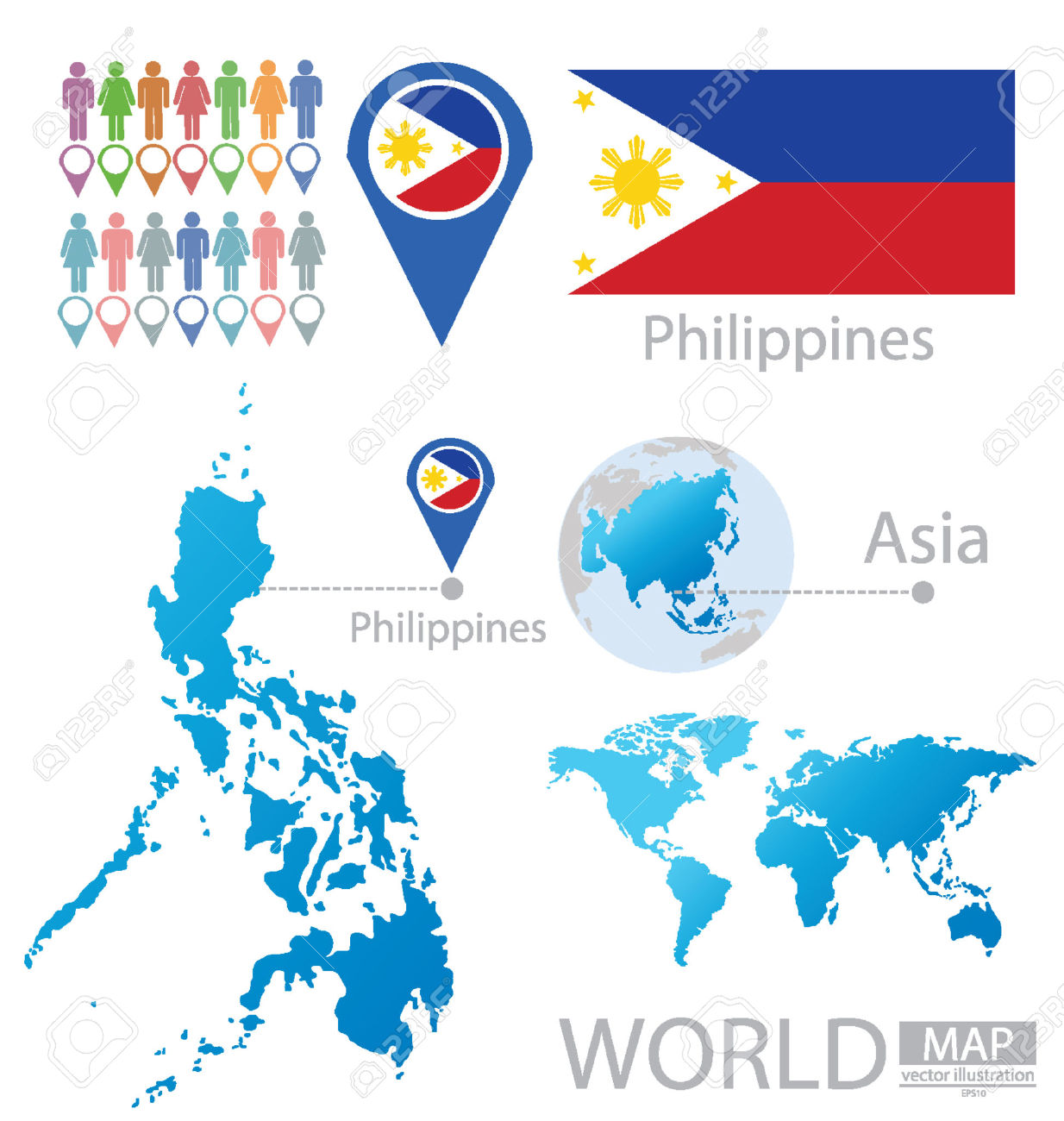 Republic Of The Philippines Vector Illustration Royalty Free.