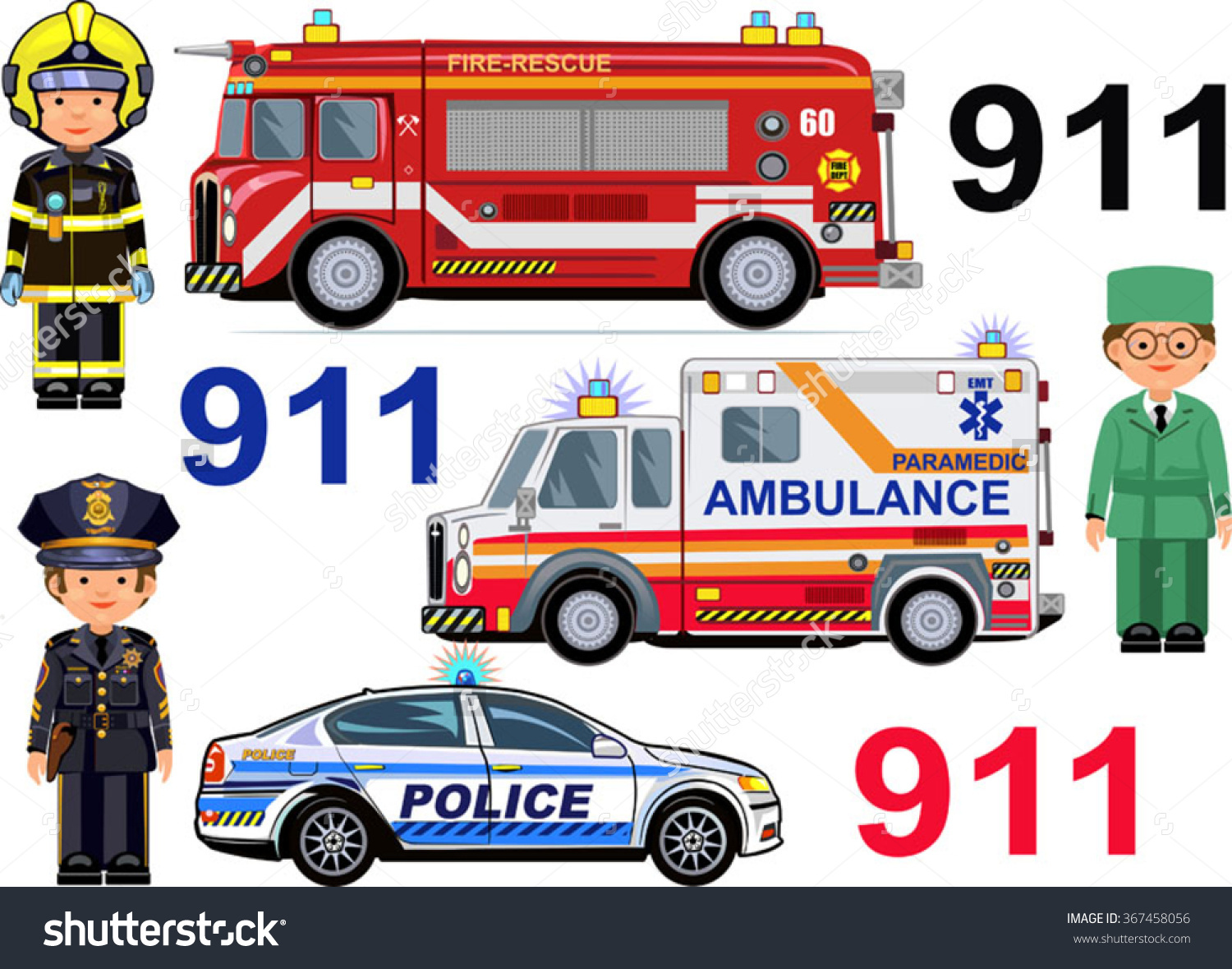 Fire truck and police car clipart.