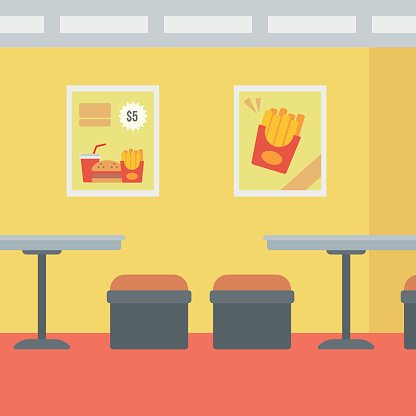 Background of fast food restaurant Clipart Image.