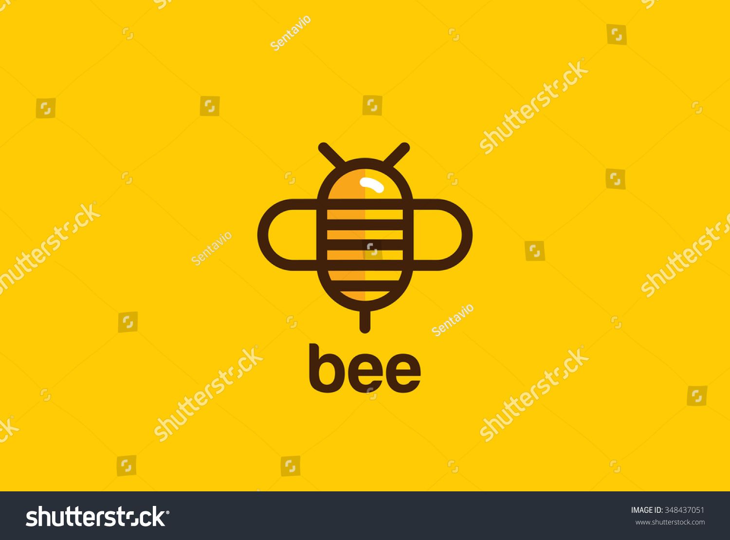 Bee Logo design vector template linear geometric style. Bug.