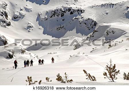 Stock Illustration of Hiking in wintertime. Retezat k16926318.