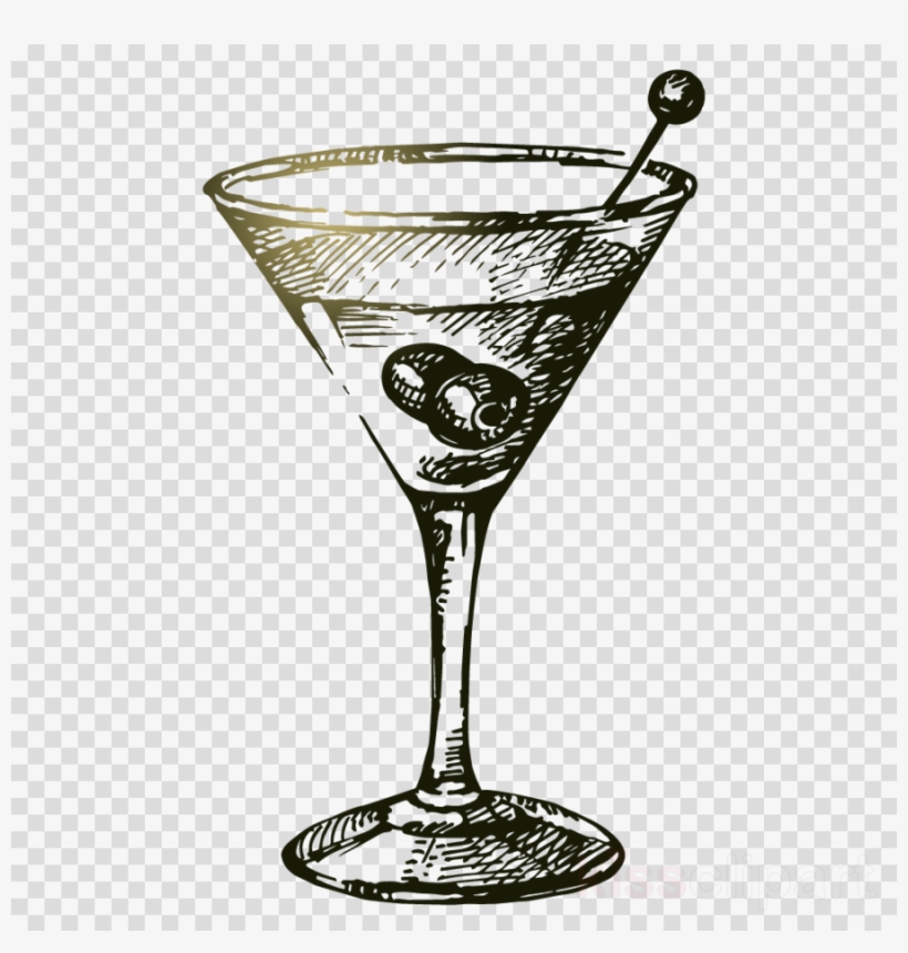 Cocktail Glass Vector Vintage Clipart Martini Cocktail.