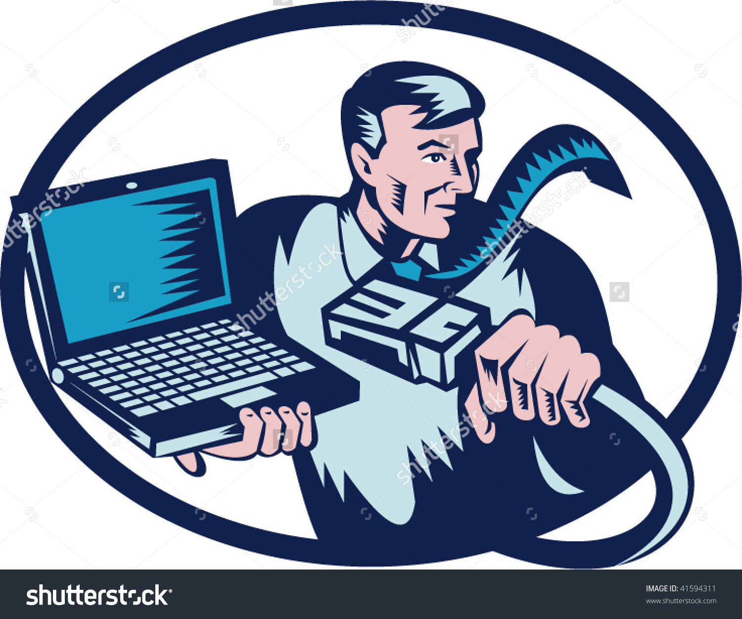 Done Retro Woodcut Style Image Shows Stock Vector 41594311.