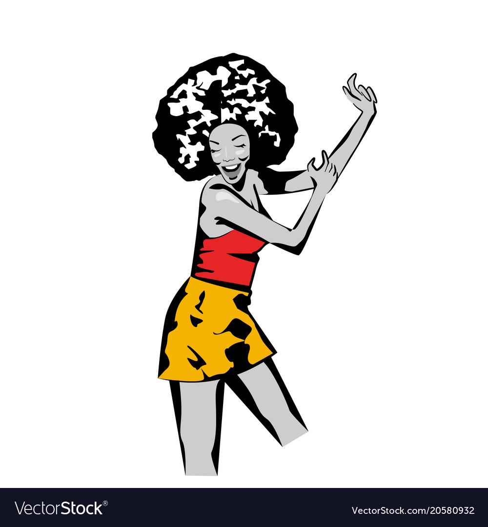 Retro disco woman character dance flat.