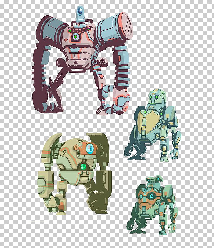 War Robots Battle droid Model sheet Illustration, Retro.