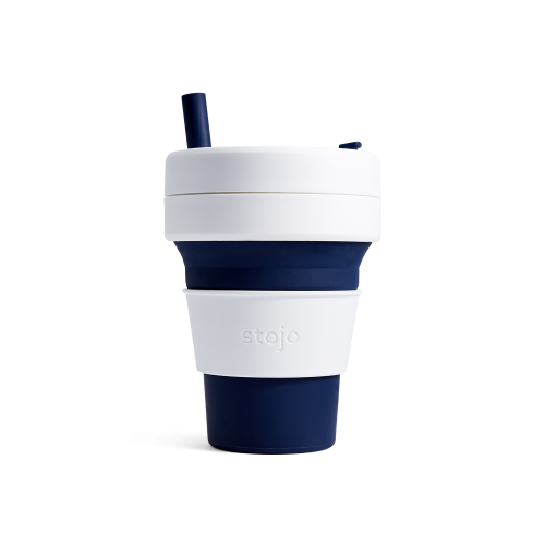 Stojo Biggie Reusable Coffee Cup with Straw.