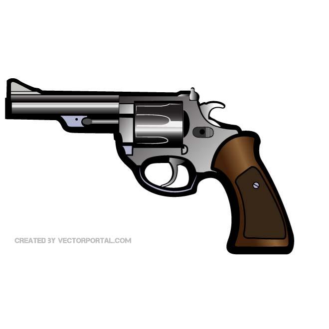 Vector clip art of a revolver..