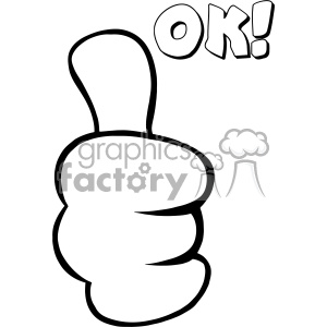 10689 Royalty Free RF Clipart Black And White Cartoon Hand Giving Thumbs Up  Gesture Vector With Text OK clipart. Royalty.