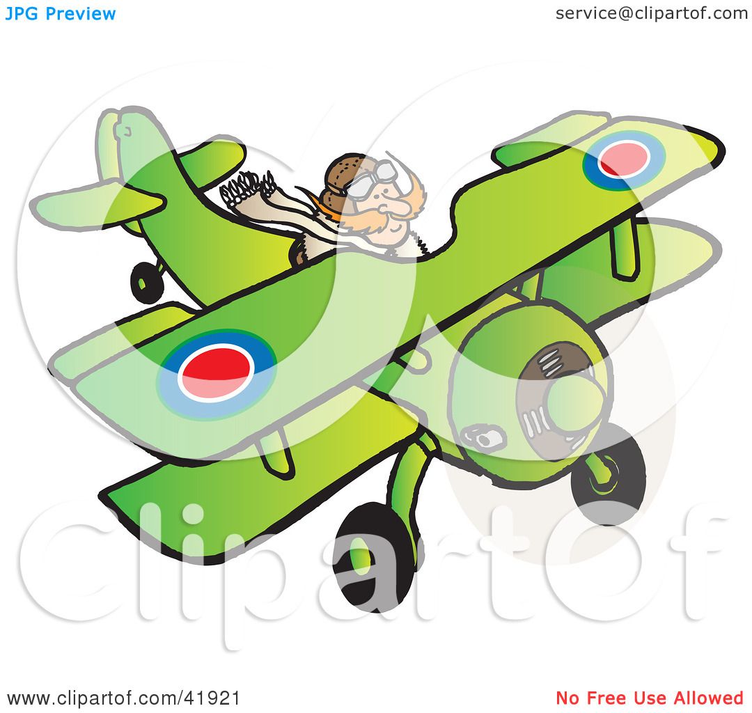 Clipart Illustration of an RFC Pilot Flying a Biplane by Snowy #41921.