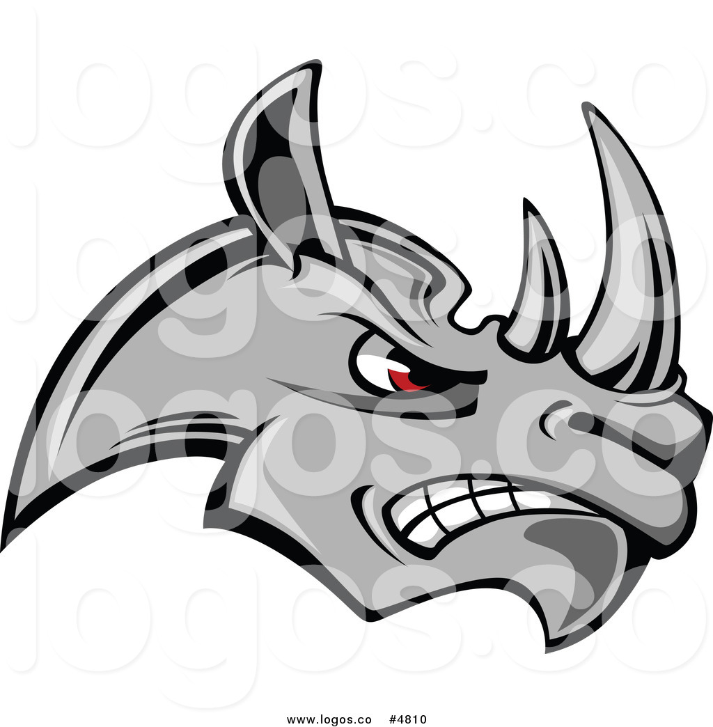 Royalty Free Vector of a Mad Gray Rhino Logo by Vector.