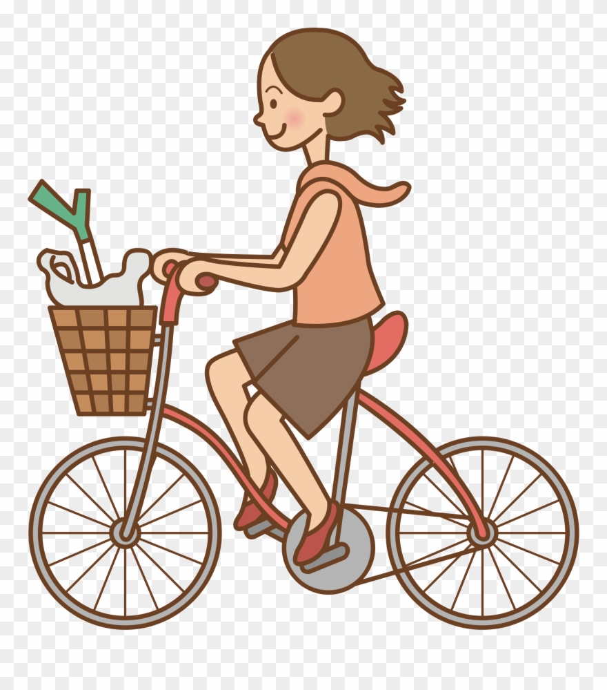 Clipart Transparent Library Woman Bicycle Big Image.