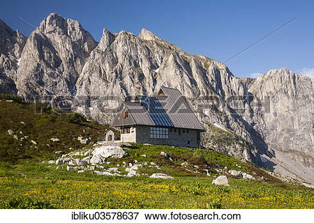 Picture of "Rifugio Garelli mountain hut in front of the northern.