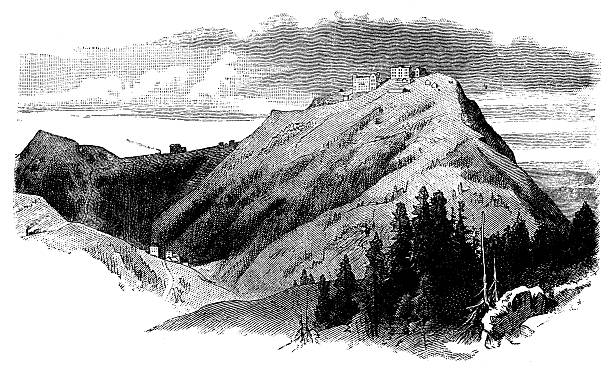 Antique Illustration Of Switzerland Rigi Mountain Clip Art, Vector.