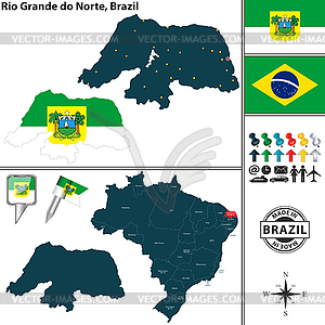 Map of Rio Grande do Norte, Brazil.