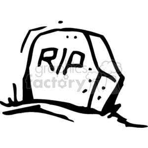 black and white RIP tombstone clipart. Royalty.