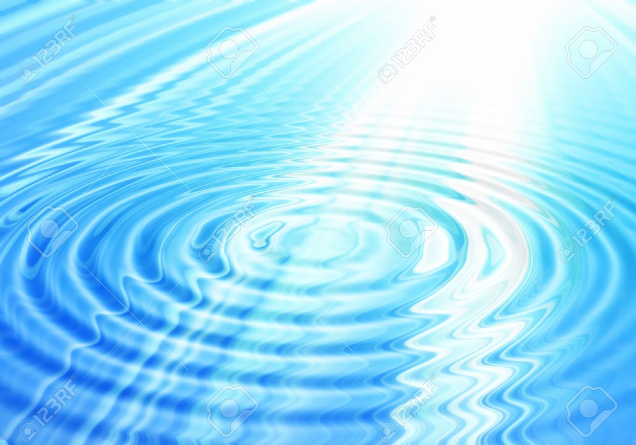 Blue Abstract Water Background With Rays Of Light Stock Photo.